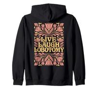 Live Laugh Lobotomy | 1970s Floral Scandinavian Folk Art Zip Hoodie