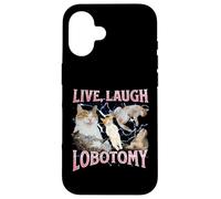 Live Laugh Lobotomy Funny Offensive Cat Meme Bootleg Graphic Case for iPhone 16