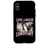 Live Laugh Lobotomy Funny Offensive Cat Meme Bootleg Graphic Case for iPhone X/XS