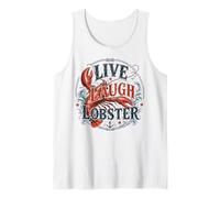 Live Laugh Lobster Retro Beach Design Funny Crawfish Lobster Tank Top