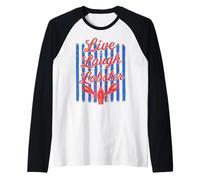 Live Laugh Lobster Retro Summer Funny Crawfish Lobster Raglan Baseball Tee