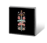 Live Laugh Longsword Square Enamel Brooch Pin Button Badges Decoration Hat Clothing Bag Accessories Gift Crafts