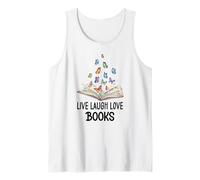 Live Laugh & Love Books Reading Butterfly Book Lover Bookish Tank Top