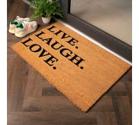 Live Laugh Love Country Size Coir Doormat Artsy Mats Grey 60cm x 90cm