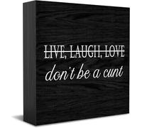 Live Laugh Love Don'T Be A Wooden Box Sign Decorative Funny Office Wood Box Sign Home Office Decor Rustic Farmhouse Square Desk Decor Sign For Shelf 5 X 5 Inches
