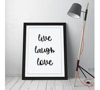 Live Laugh Love Happy Inspirational Quote - Framed Wall Art Picture Print - A4 - Black Frame