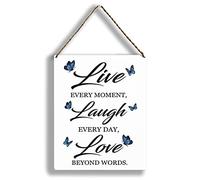 Live Laugh Love Sign, Always Kiss Me Goodnight Wall Sign, Live Laugh Love Wall Decor, Farmhouse Porch Country Office Bedroom Home Decor, Inspirational Gifts, 8x10 Inch Wood Wall Hanging Decor(GMS667)