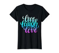 Live Laugh Love Tee Shirts, Inspiration Cool Quotes Graphic Value Graphic T-Shirt, Women, Black, XL