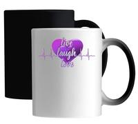 Live Laugh Love Violet Heart Beat Ceramic Magic Mug White