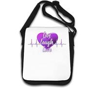 Live Laugh Love Violet Heart Beat Shoulder Bag White