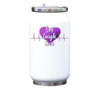 Live Laugh Love Violet Heart Beat Vacuum Insulated Thermal Beverage Can Bottle White