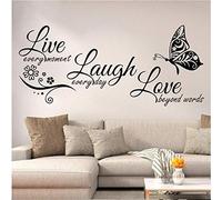 Live Laugh Love Wall Decal Art, Vinyl Live Laugh Love Wall Decor Stickers Motivational Quotes for Bedroom, Removable Wall Sign Mural DIY Home Decorations Decals Large (A)