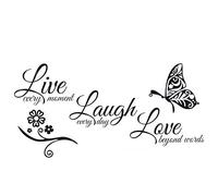 Live Laugh Love Wall Sticker, Vinyl Motivational Wall Stickers Quotes Inspirational Wall Decals Removable Wall Sign Mural for Bedroom Living Room DIY Home Decoration, 23.2x10.6inch