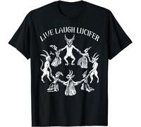 Live Laugh Lucifer Horror Satan Satanic Demonc Devil Goat Men T Shirt Black