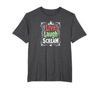 Live, Laugh, Scream: Spooky Halloween Humor T-Shirt, Men's Big and Tall, Dark Heather Grey, 6X Tall