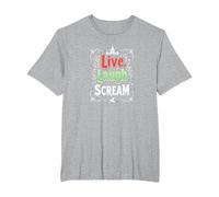 Live, Laugh, Scream: Spooky Halloween Humor T-Shirt, Men's Big and Tall, Heather Grey, 3X Tall