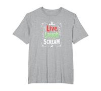 Live, Laugh, Scream: Spooky Halloween Humor T-Shirt, Men's Big and Tall, Heather Grey, 5X Tall