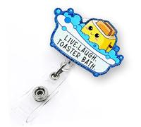Live Laugh Toaster Bath Badge Reel Retractable for Nurse Nursing RN CNA Doctor Medical Worker & Teacher | Funny Nurse Gifts ID Name Badge Holder with Alligator Clip & 24” Durable Nylon Cord | Acrylic