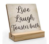 Live Laugh Toaster Bath Desk Decor, Funny Kitchen Signs Wood Plaque, Funny Dark Humor Kitchen Bath Wooden Plaque Sign Wood for Home Office Kitchen Shelf Tabletop Decor 5 * 5 inch