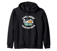 Live, Laugh, Toaster Bath - Fun Saying Novelty Skeleton Meme Zip Hoodie