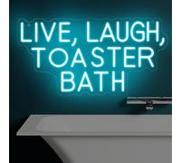 Live Laugh Toaster Bath LED Sign - Gothic Dark Humor Wall Light for Bathroom, Alternative Aesthetic Decor, USB Powered Quirky Room Accent 16″ ×8.3″