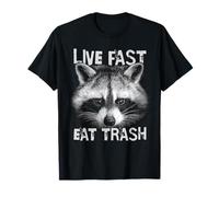 Live Life Fast Eat Trash Funny Cute Raccoon Lover Humor T-Shirt