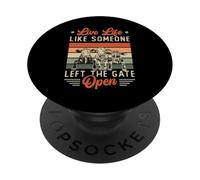 Live Life Like Someone Left The Gate Open Cow Heifer PopSockets Adhesive PopGrip