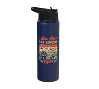 Live Life Like Someone Left The Gate Open Cow Heifer Stainless Steel Insulated Water Bottle