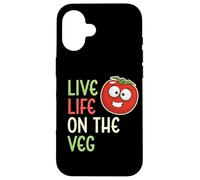 Live Life On The Veg Funny Vegetable Tomato Vegan Lifestyle Case for iPhone 16