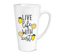 Live Life with Zest Lemon 17oz Large Latte Mug Cup