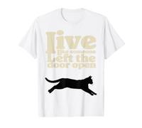 Live Like Someone Left The Door Open Funny Black Cat Lover Value Graphic T-Shirt