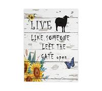 Live Like Someone Left The Gate Open Wooden Framed Canvas Wall Art Art Fun Retro Paint Cute Farm Animal Paintings Distressed Framed Canvas Wall Art Rustic Decor Housewarming Gift for Patio Bar