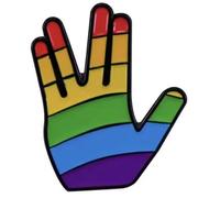 Live Long Prosper Hand Sign Rainbow LGBTQ Gay Pride Flag Star Ship Science Fiction Proudly Boldly Go Make It So SciFi TV Show 1.1" Enamel Pin Badge
