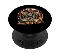 Live Loud Patriotic Biker Skull Guitar Vintage Rock Music PopSockets Adhesive PopGrip