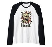 Live Loud Rock and Roll Guitar Vintage Rock Music Raglan Baseball Tee