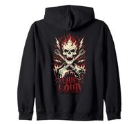 Live Loud Rock and Roll Guitar Vintage ROCK Music Zip Hoodie