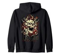 Live Loud Rock and Roll Guitar Vintage ROCK Music Zip Hoodie