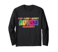 Live Love Accept Autism Awareness Rainbow Long Sleeve T-Shirt