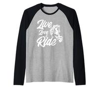 Live Love and Ride Horses Riding Rider Horse Owner Ranch Raglan Baseball Tee