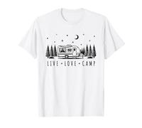 Live Love Camp Retro Camper Van Forest Night Stars Moon T-Shirt