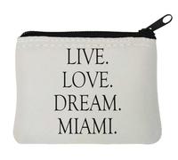 Live Love Dream Miami Florida Neoprene Coin Purse Pouch 10x11cm White