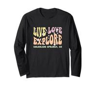 Live Love Explore Colorado Springs CO Retro Style Design Long Sleeve T-Shirt