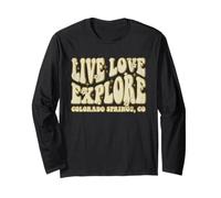 Live Love Explore Colorado Springs CO Retro Style Design Long Sleeve T-Shirt