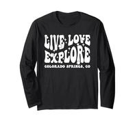 Live Love Explore Colorado Springs CO Retro Style Design Long Sleeve T-Shirt