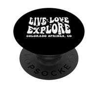 Live Love Explore Colorado Springs CO Retro Style Design PopSockets Adhesive PopGrip