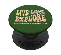Live Love Explore Colorado Springs CO Retro Style Design PopSockets Adhesive PopGrip