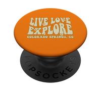 Live Love Explore Colorado Springs CO Retro Style Design PopSockets Adhesive PopGrip