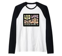 Live Love Explore Colorado Springs CO Retro Style Design Raglan Baseball Tee
