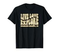 Live Love Explore Colorado Springs CO Retro Style Design T-Shirt
