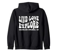 Live Love Explore Colorado Springs CO Retro Style Design Zip Hoodie